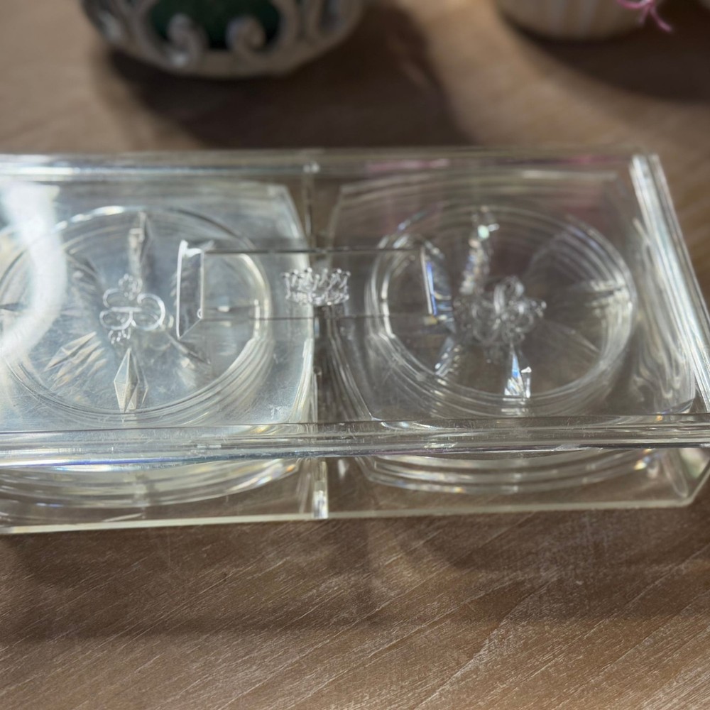 QUEENS LUCITE LUSTERWARE COASTERS “B” monogram