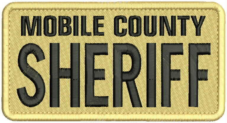 MOBILE COUNTY SHERIFF EMB PATCH 3X6 HOOK ON BACK TAN /BLK