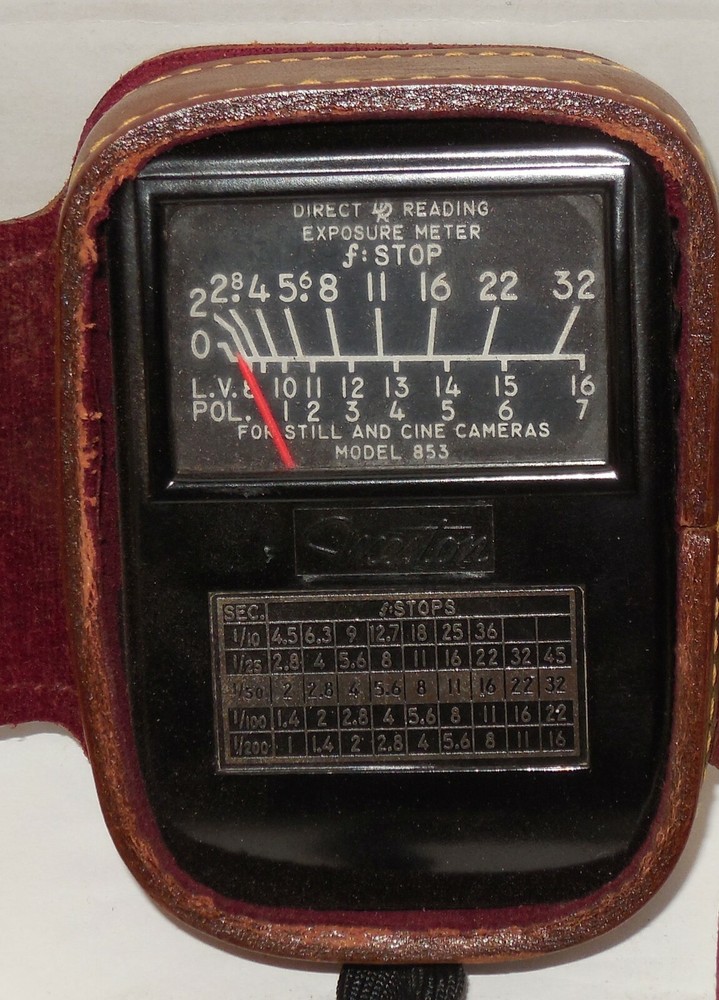 Weston Model 853 Direct Reading Exposure Meter Felt Lined Leather Case & Strap