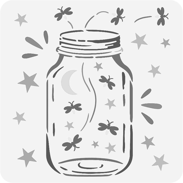 8"x8.5" Clear Plastic Stencil - Firefly (RE12)