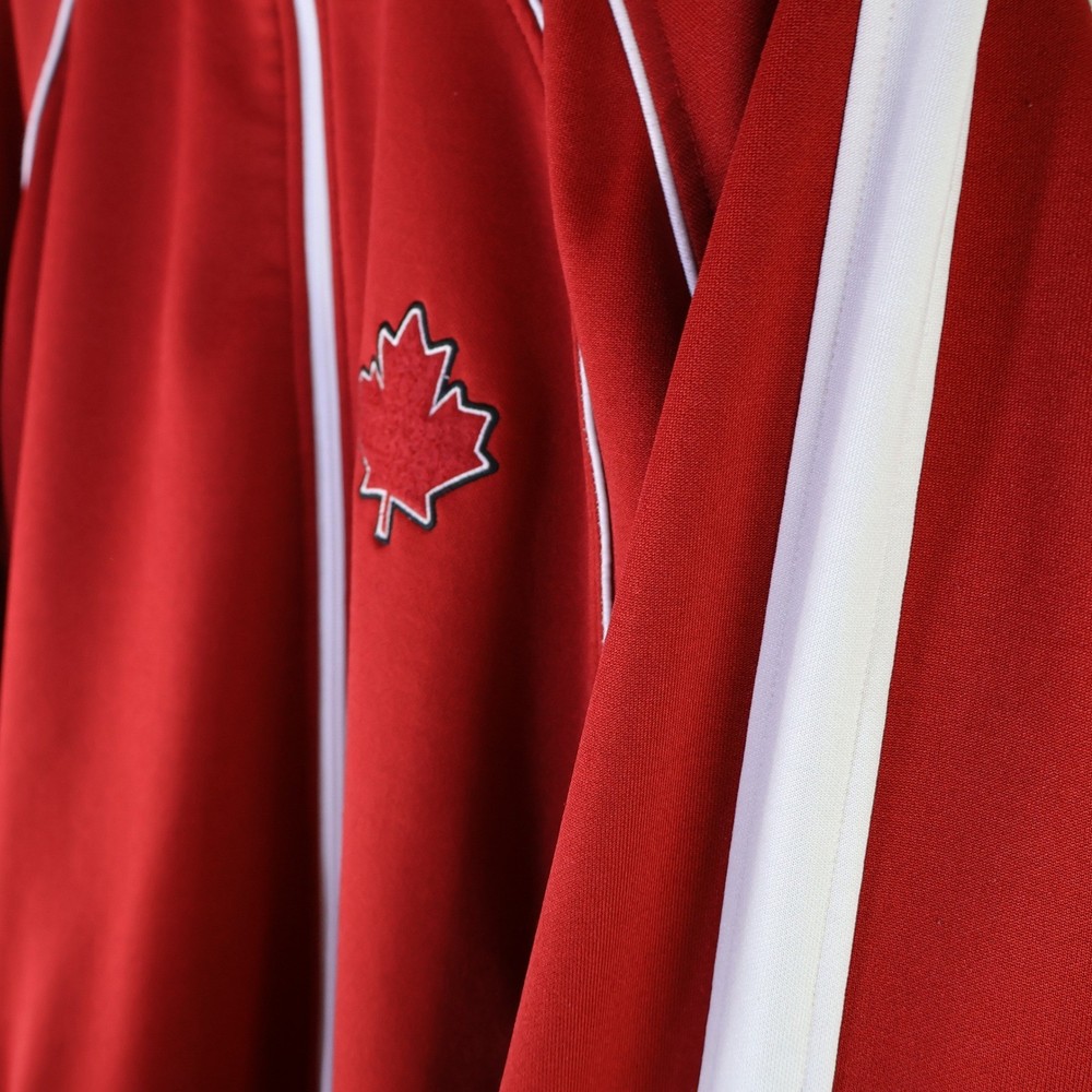 Y2K No Boundaries Canada Mens Track Jacket Red White Stripe Size Medium