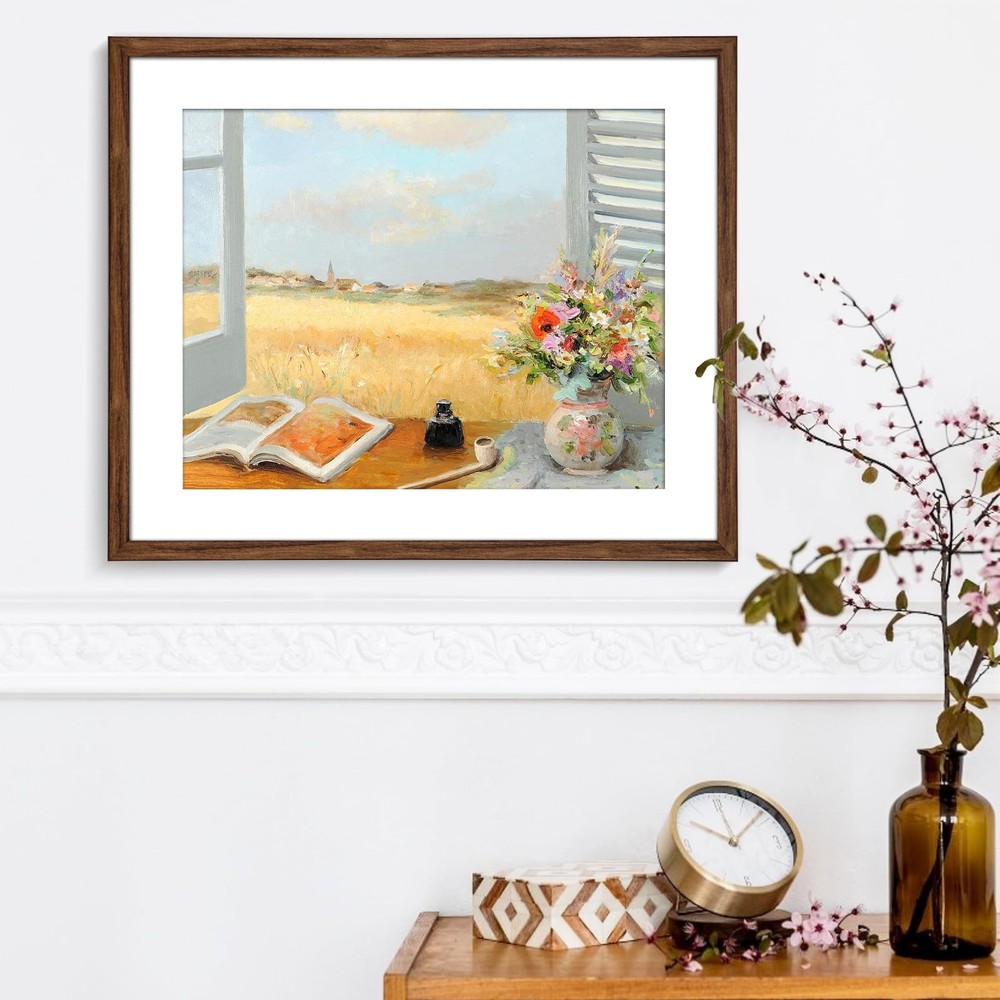 Rustic Walnut 20x24 Frame - Single Frame, 20 x 24 Poster Frame with Mat for 1...