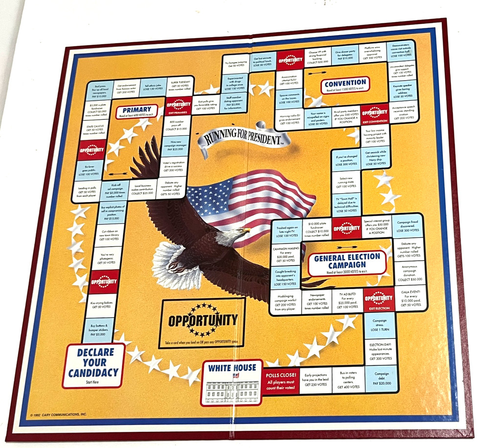 RUNNING FOR PRESIDENT Replacement Game Board 1992 Cary Communications NICE!