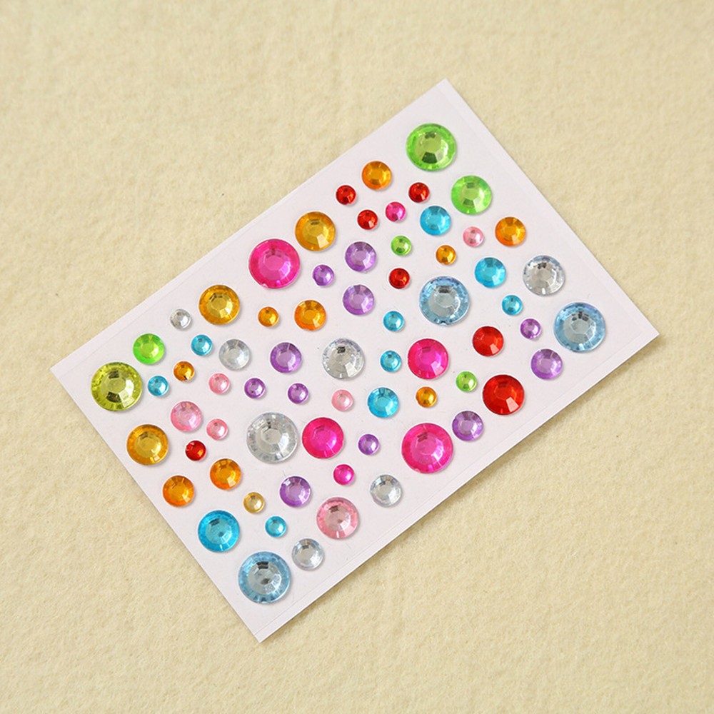 4 Sheets Assorted Self-Adhesive Rhinestones Stickers Flat Back Stick on Bling