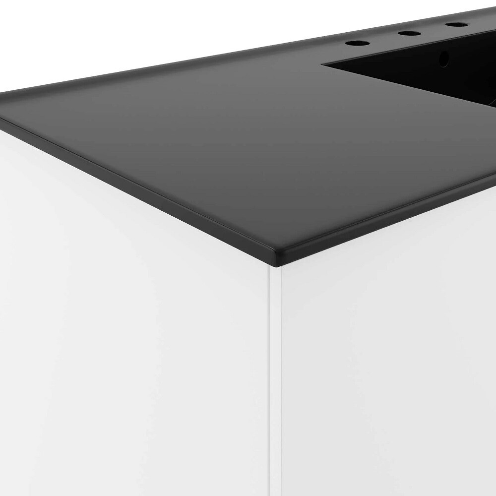 48" Floating Bathroom Vanity Single Ceramic Sink Countertop Black White Gray