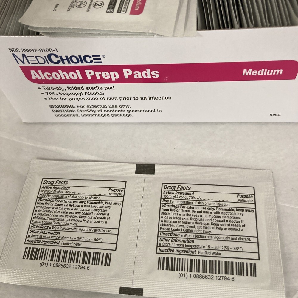 MediChoice Alcohol Prep Pad, Medium - 200 Count - 1 box, - Exp 05/25