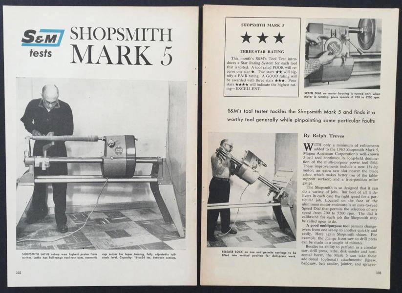 Shopsmith Mark 5 1963 Test Report Review