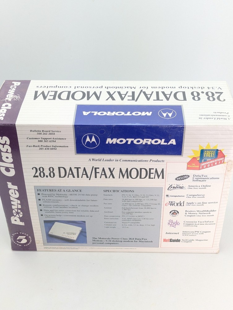 Motorola Power Class 28.8 Data/Fax Modem Macintosh V.34 Vtg Computing