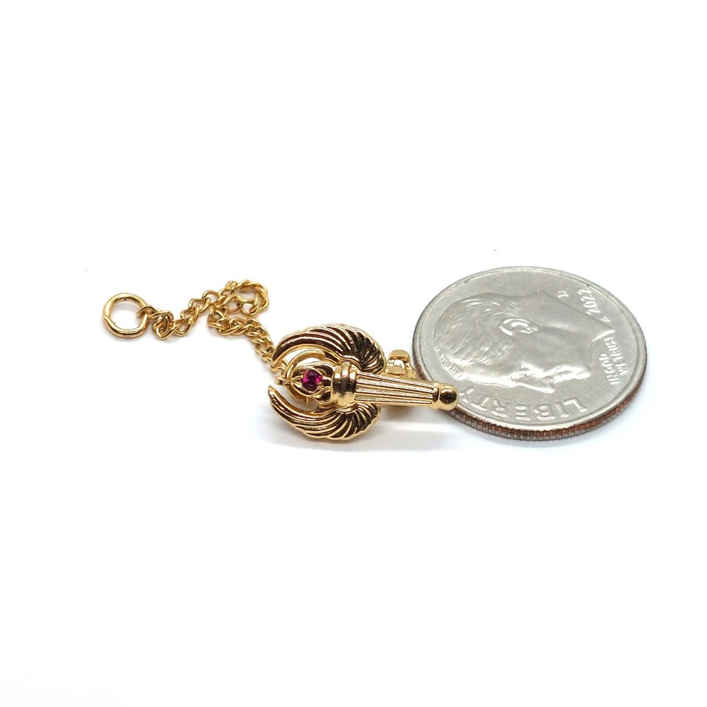 Beta Sigma Phi Enamel Pin Chained Torch w/ Ruby Stone Vintage