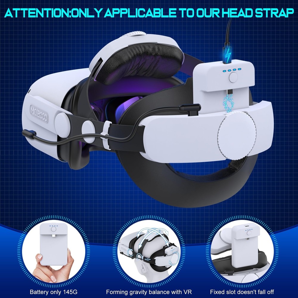 2x7500mAh Head-Strap-Rechargeable-Battery-Pack for Two Battery With Dock
