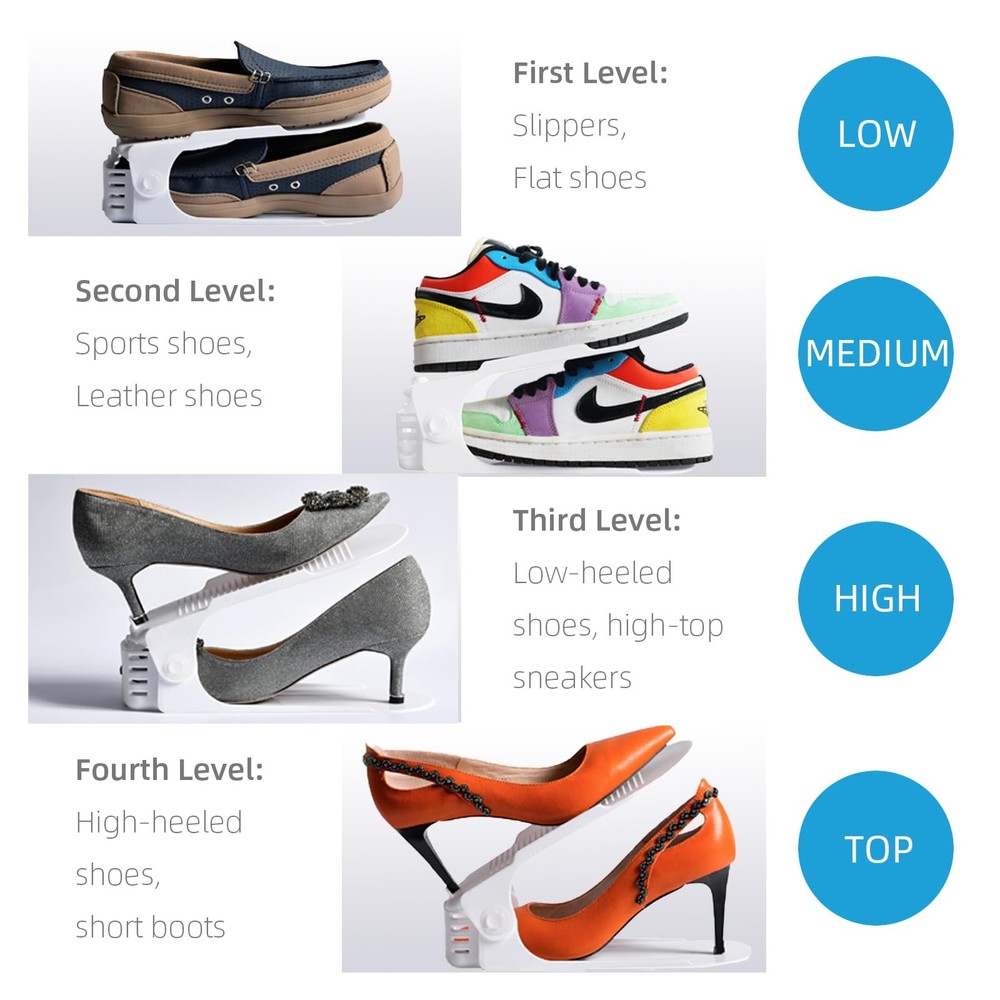 Shoe Slots Organizer, 12PCS Adjustable Double Layer Stack Shoe Rack, 50% Spac...