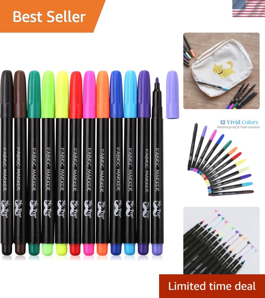 Assorted Colors Fabric Marker Set - Permanent, Washable & Waterproof for Crafts