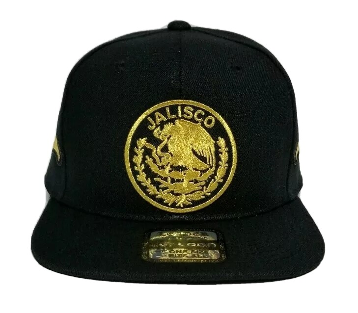 JALISCO MEXICO HAT BLACK 3LOGOS SNAP BACK ADJUSTABL NEW