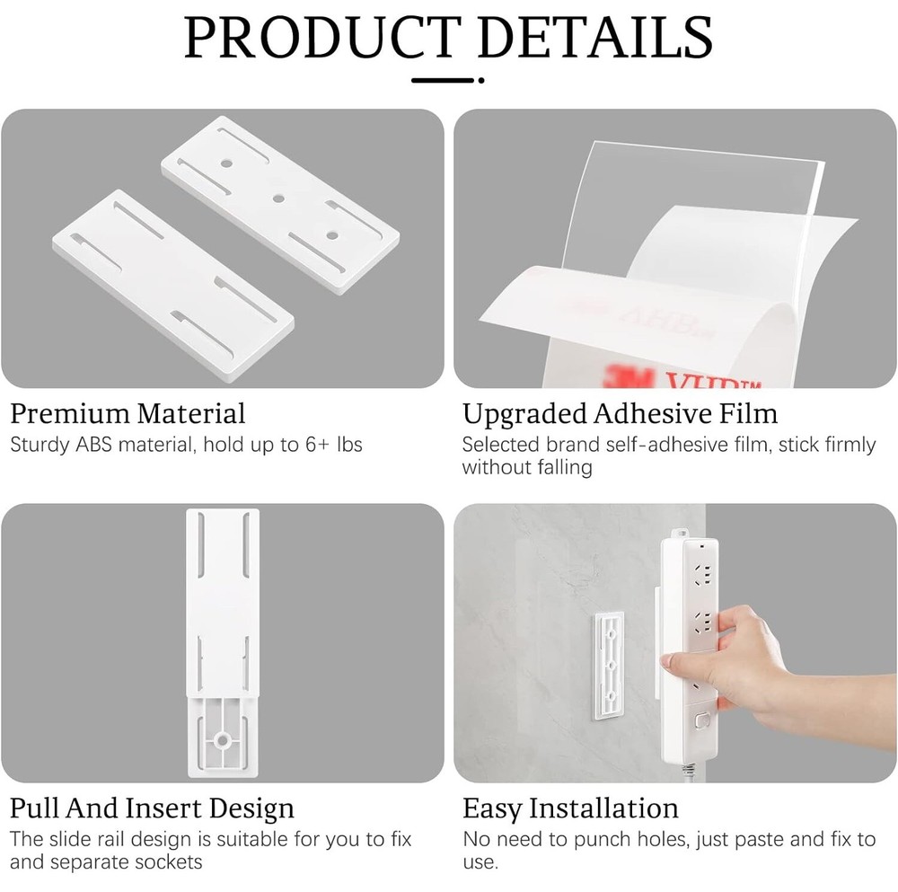 4pcs Self-Adhesive Desktop Socket Fixer Adhesive Punch Free Socket Holder Home