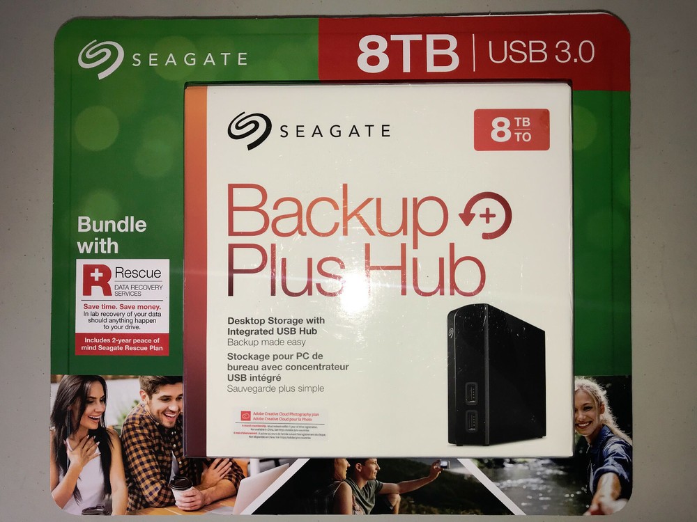 Seagate Backup Plus Hub 8TB External Hard Disk Drive HDD USB Host Desktop Storag