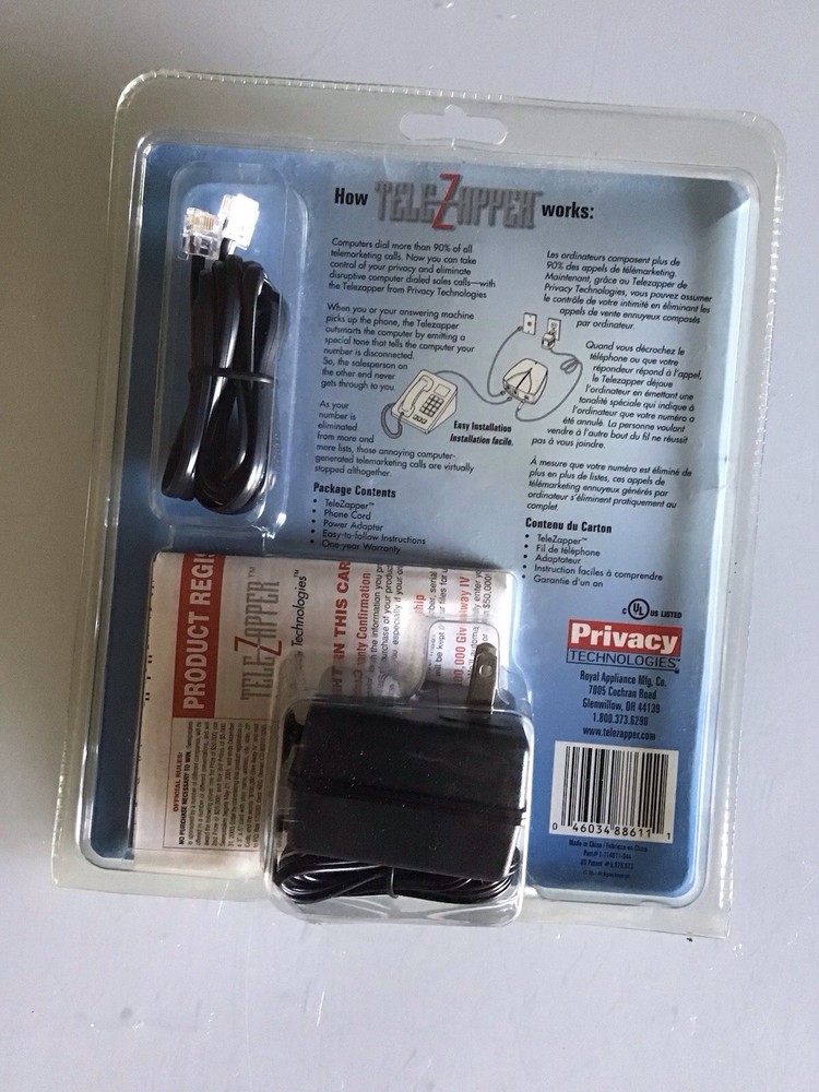 TeleZapper Telephone Telemarketers Blocker Privacy Technologies Tele Zapper New