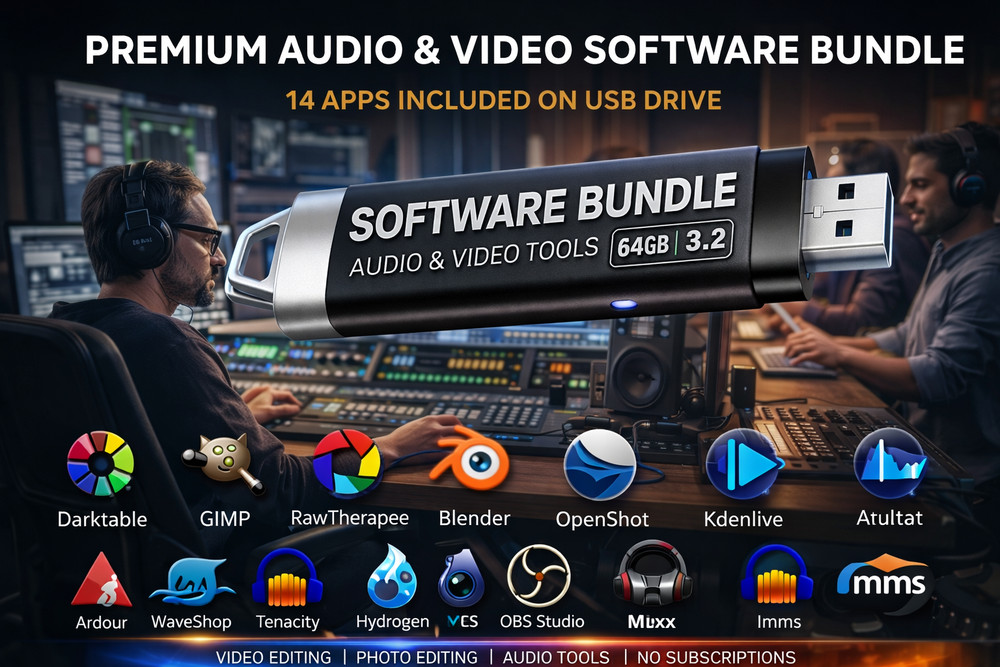Video Photo Audio Editing Software USB | Professional Media Creator Suite Pro