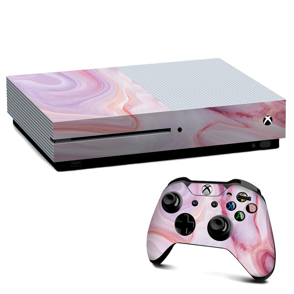 Xbox One S Console Skins Decal Wrap ONLY Pink Stone Marble Geode