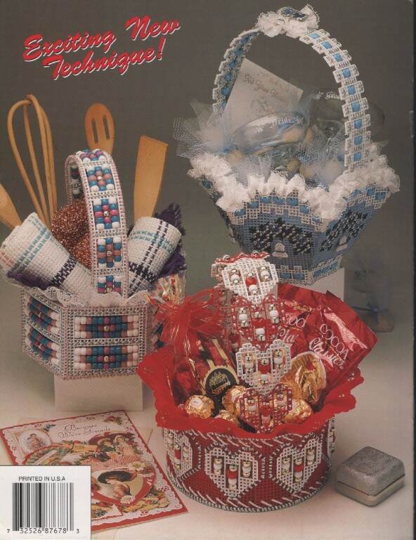 OOP!!! PLASTIC CANVAS BEADED BASKETS 5 SUPER CUTE DESIGNS