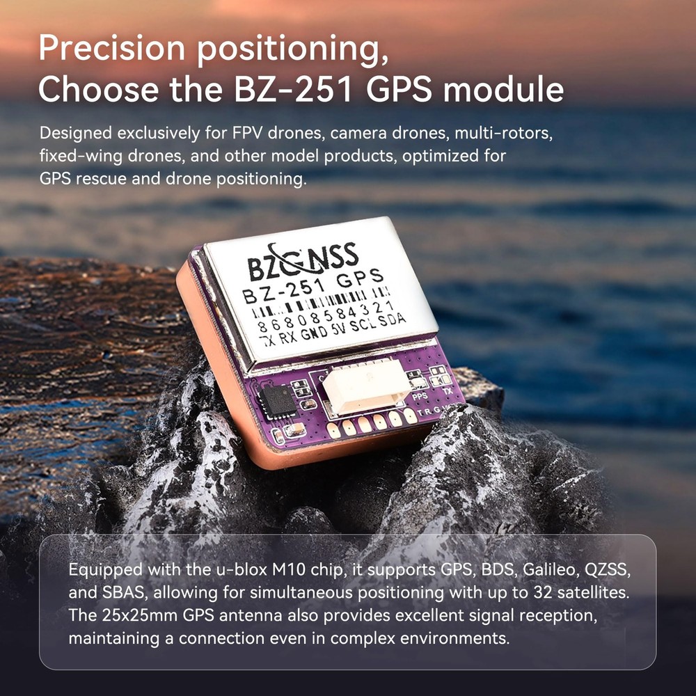 BZGNSS BZ-251 FPV GPS Module - Dual Protocol M10 Drone for RC Drone...