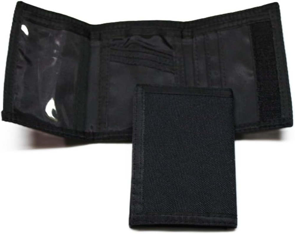 Nylon Trifold Credit Card Wallet - Black