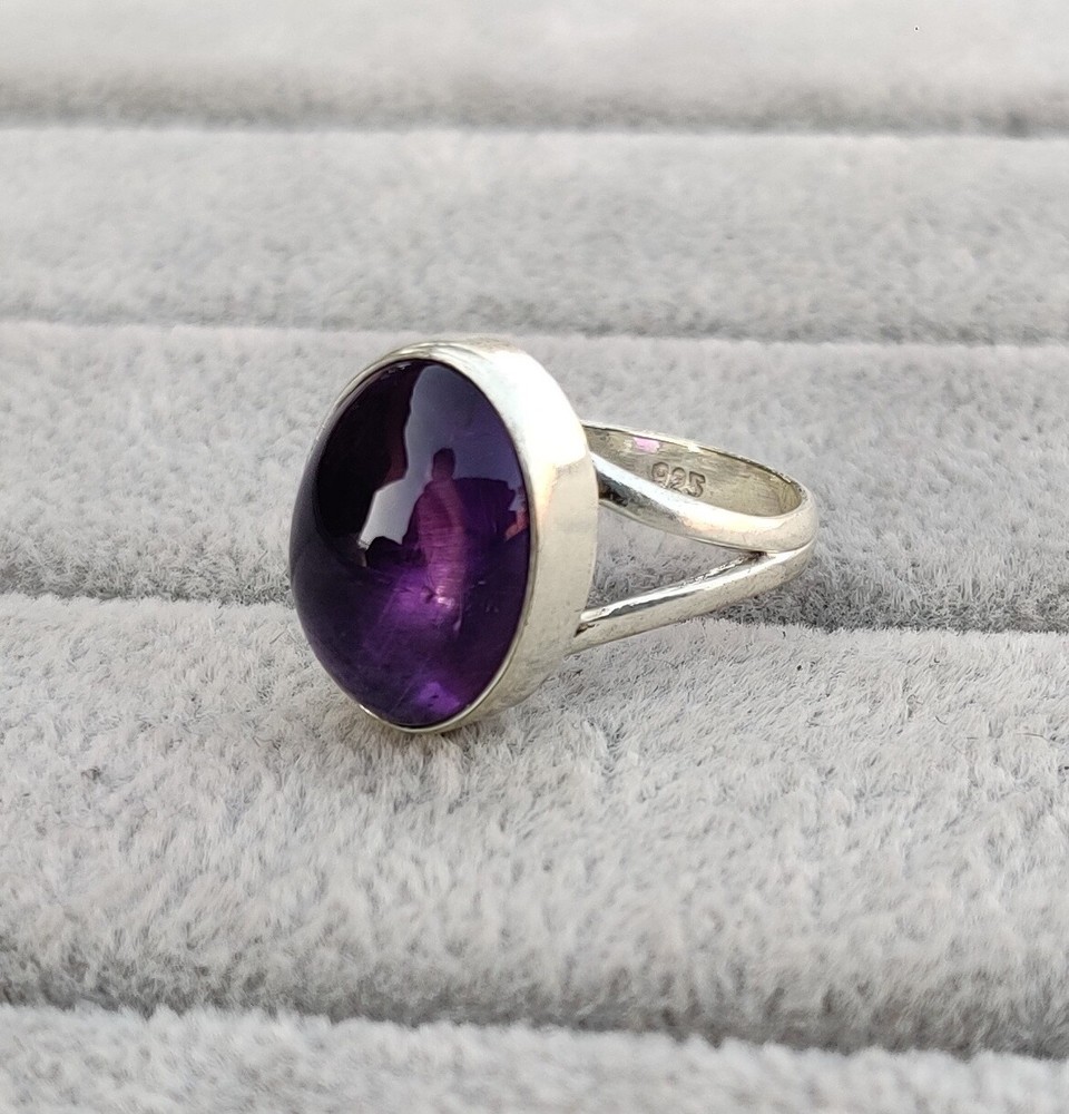 Amethyst Ring 925 Sterling Silver Size 7 Amazing Oval Gemstone Ring MO1437