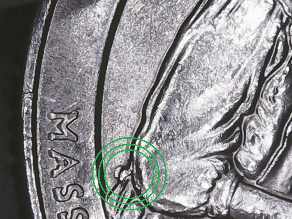 2019-P Lowell ATB Quarter with Die Chips Mint Error.