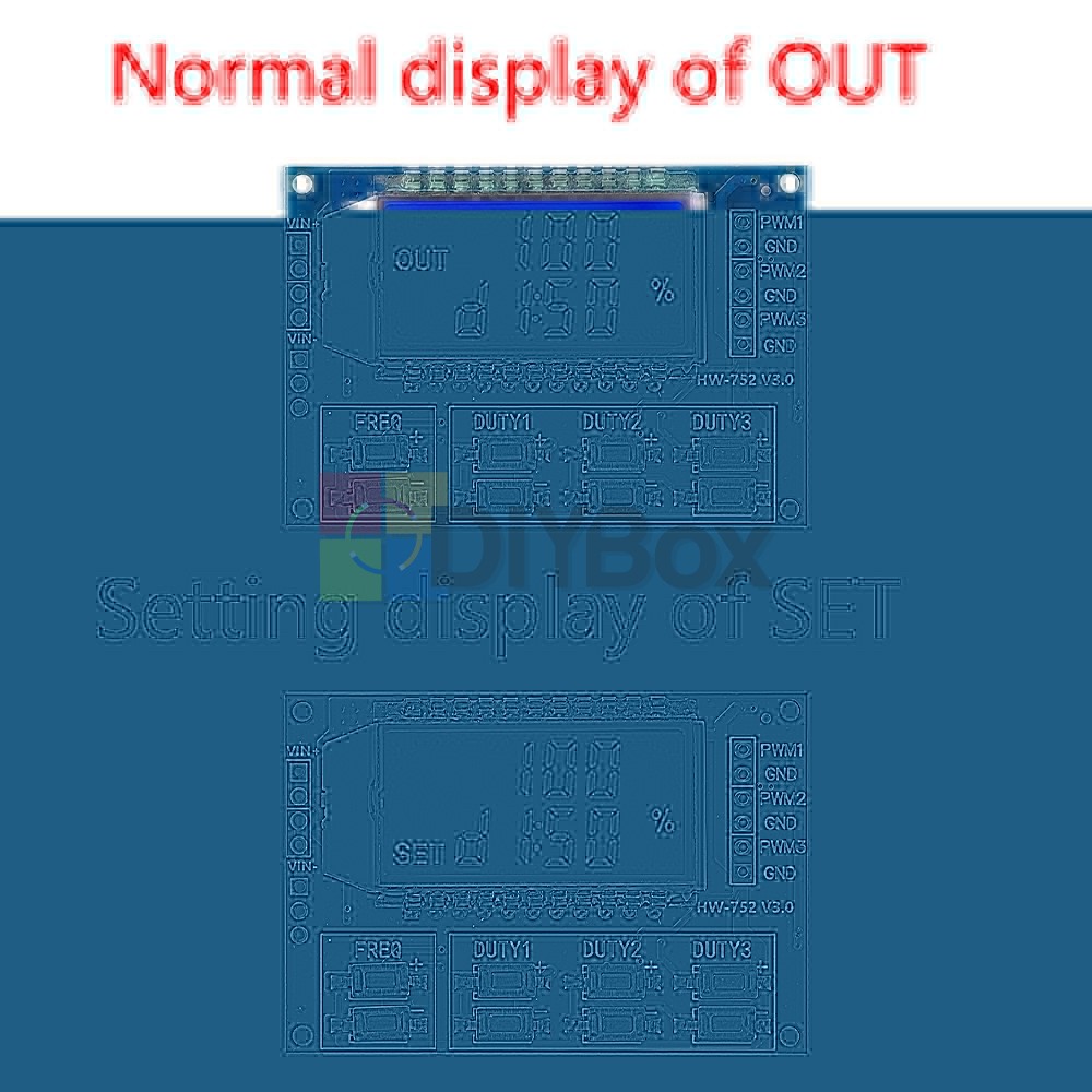 PWM Pulse Wave Frequency Duty Cycle Adjustable Module 3-Channel Signal Generator