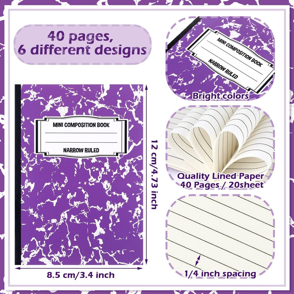 24 Pieces Mini Composition Notebook Composition Books Small Marble Note Books...