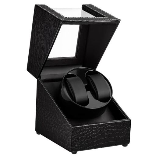 Watch Winder for Automatic Watches,Automatic Black Crocodile Pattern Leather
