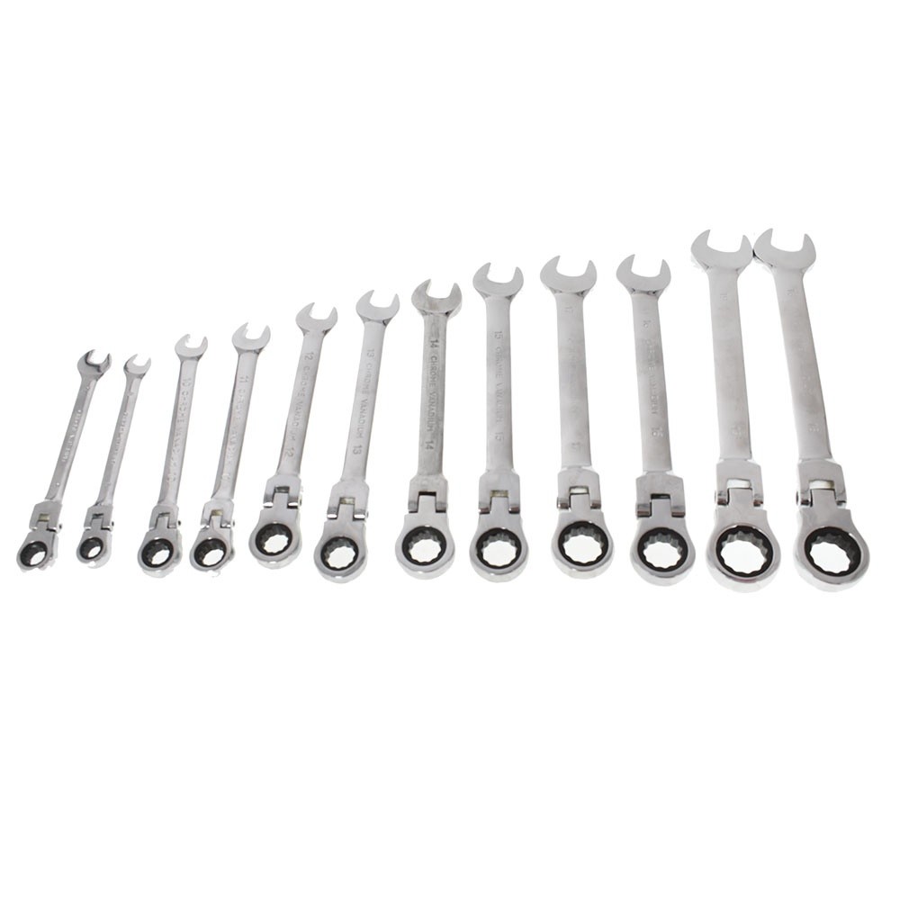 Labwork 12PC Metric Flexible Head Ratcheting Wrench Combination Spanner Tool Set