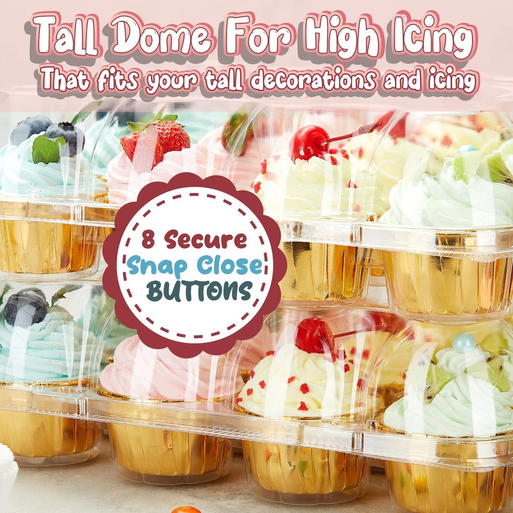 12 Pack x 20 Sets Gencywe Stackable Cupcake Carrier with 240 Pack Cupcake Lin...
