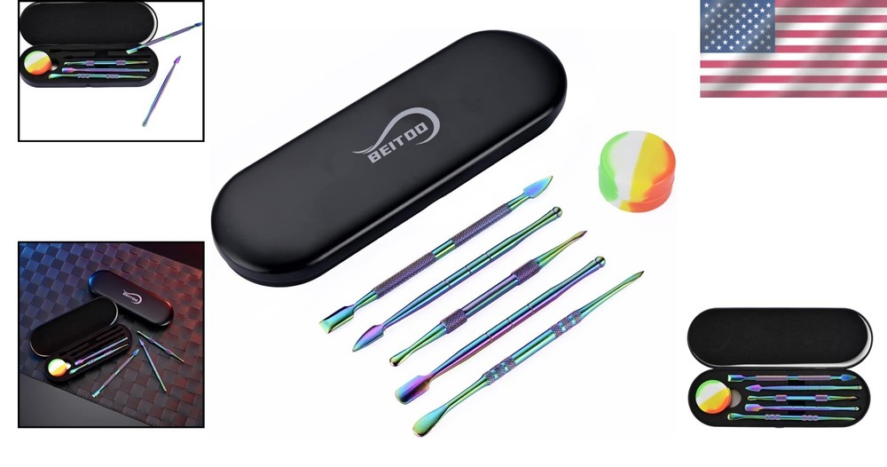 6-Piece Wax Carving Tool Set - Double-Sided Tools & Silicone Storage Jar