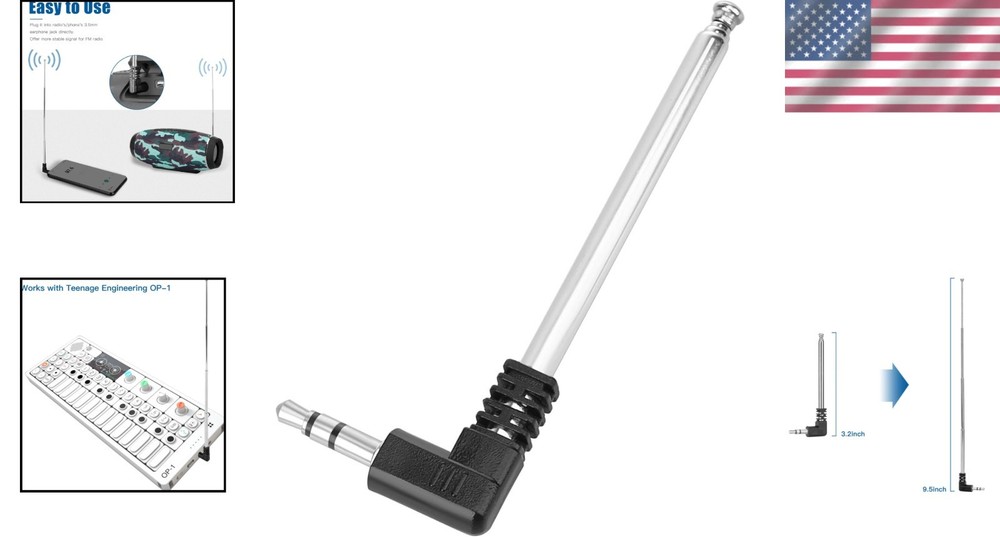 4-Section Telescoping Antenna for 3.5mm Devices - Enhanced FM Signal Performance
