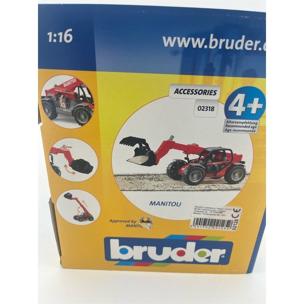Bruder Manitou Telescopic Loader Telehandler w/ Bucket Attachment Boxed