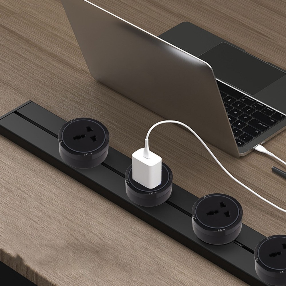 Electrical Outlet Track Socket Black Horizontal Removable Electrical Wall