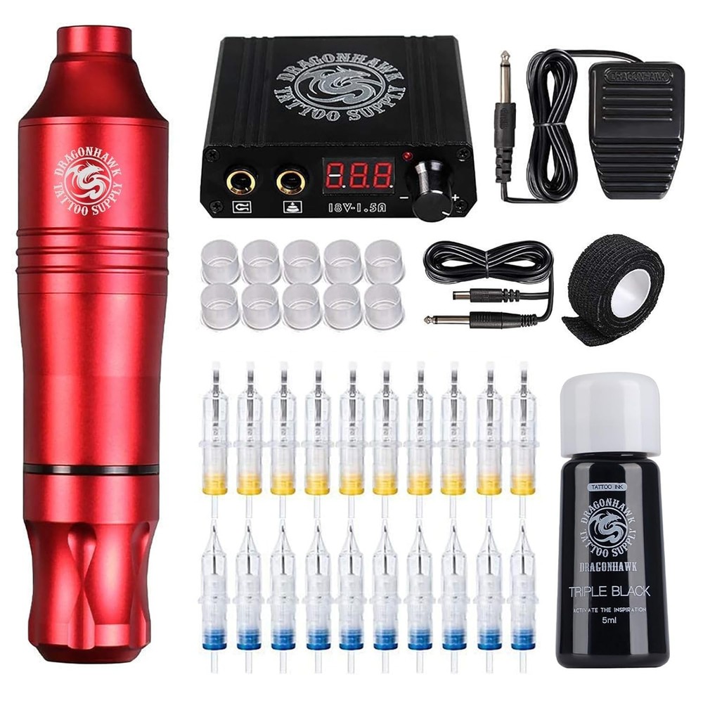 Professional Tattoo Kit - Lightweight Pen & 20Pcs Needles