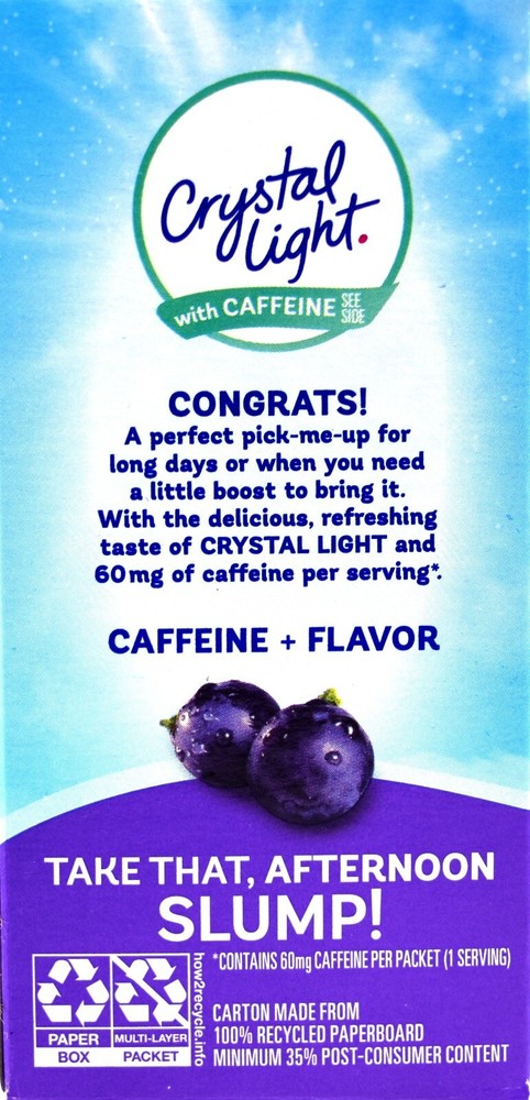 8 10-Packet Boxes Crystal Light Grape With Caffeine On The Go