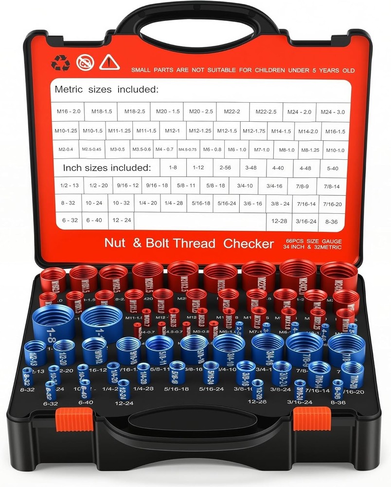 66 Pcs Thread Checker - Fast Identification for Standard & Metric Sizes