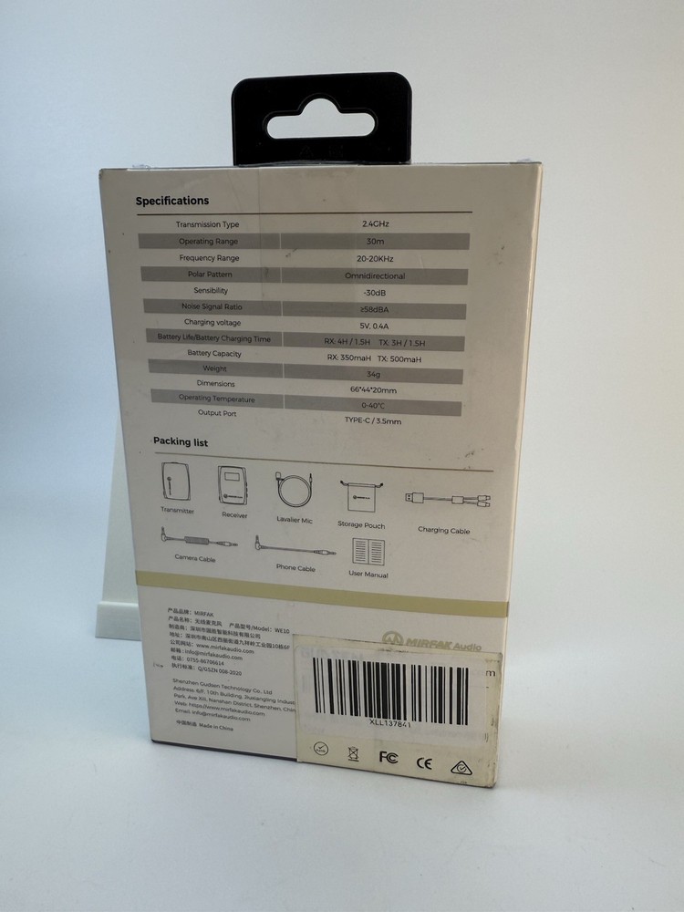 Mirfak WE10 Dual Wireless Microphone System Transmitter Receiver Recording