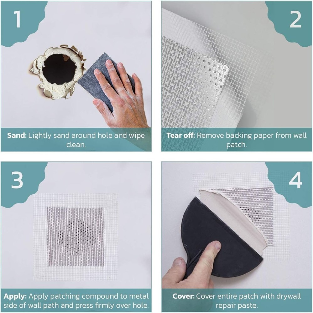 Drywall Patch, 4x4 in, 5 Pcs, Wall Patch Repair Kit, (4x4-5P)