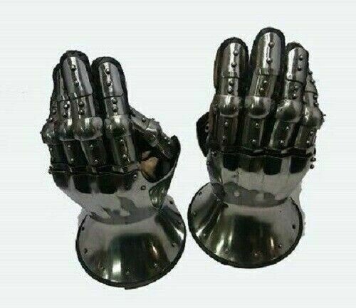 Medieval Functiona Reenactment SCA Milanese Gauntlets With Leather Gloves Gift