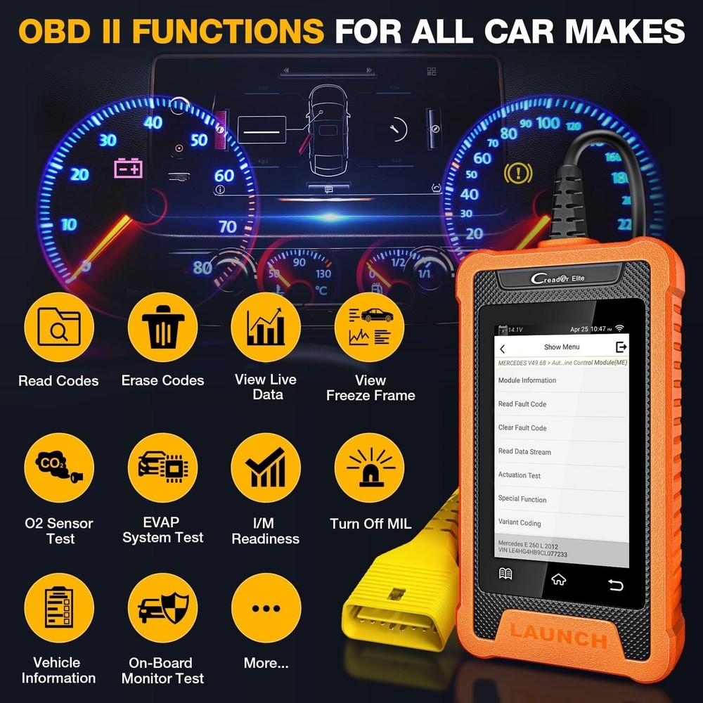 2024 LAUNCH Creader Elite for Honda Car OBD2 Diagnostic Tool Scanner Key Coding