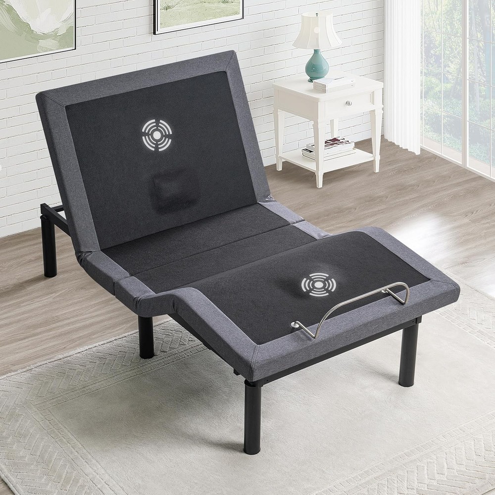 Home Idealbase Queen Bed Base with Massage & Lumbar Support, Gray
