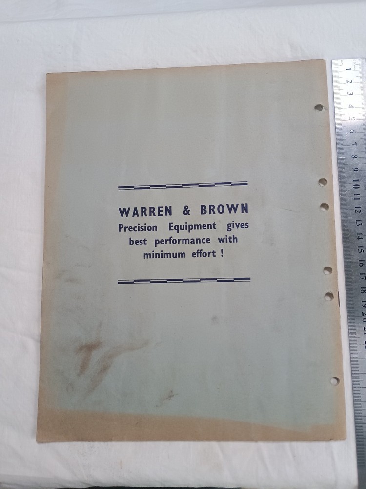 1959 W&B Warren & Brown Tension Wrenches Application Data &Technical Information