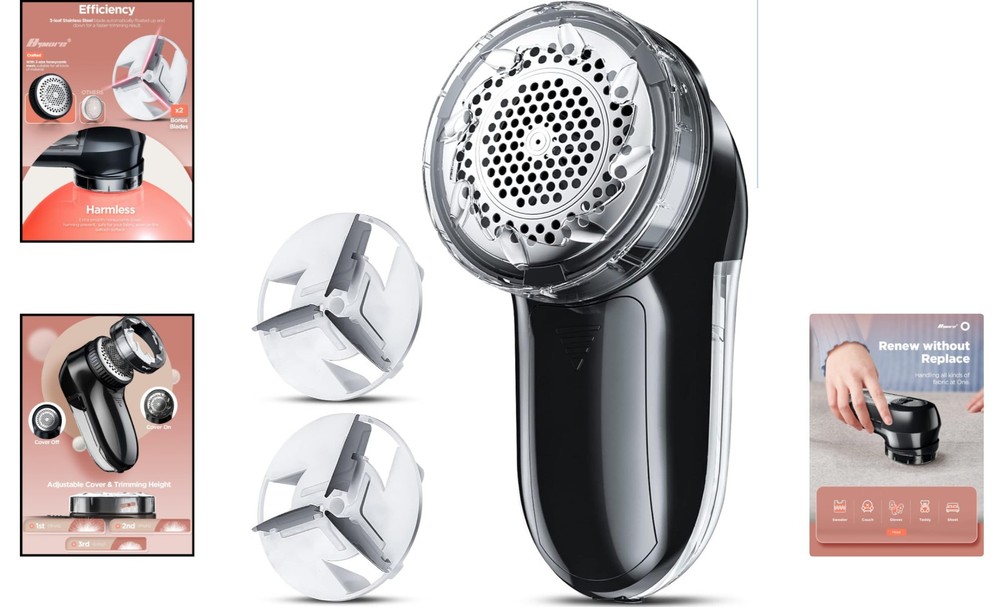 Ultra Efficient Sweater Shaver with Adjustable Height & Double Lock Container