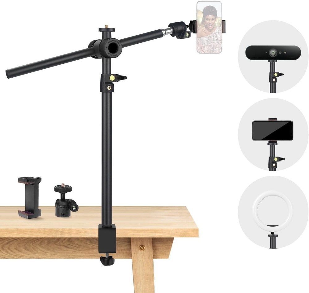 Overhead Camera Mount Desk Stand, Arm Clamp 1DFPGBL, Black