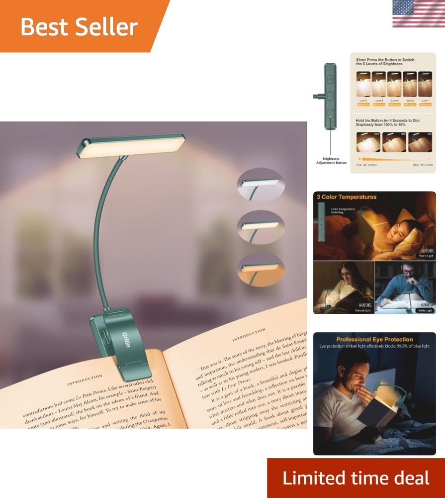 19 LED Rechargeable Book Light for Reading in Bed with Memory Function- Eye Cari