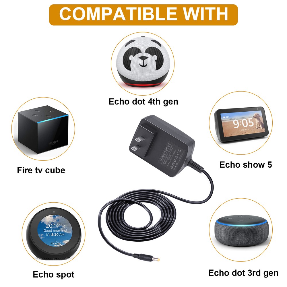 AC Adapter Charger 15W For Amazon Echo Dot 3rd Gen Show 5 Dot 3 Wireless Speaker