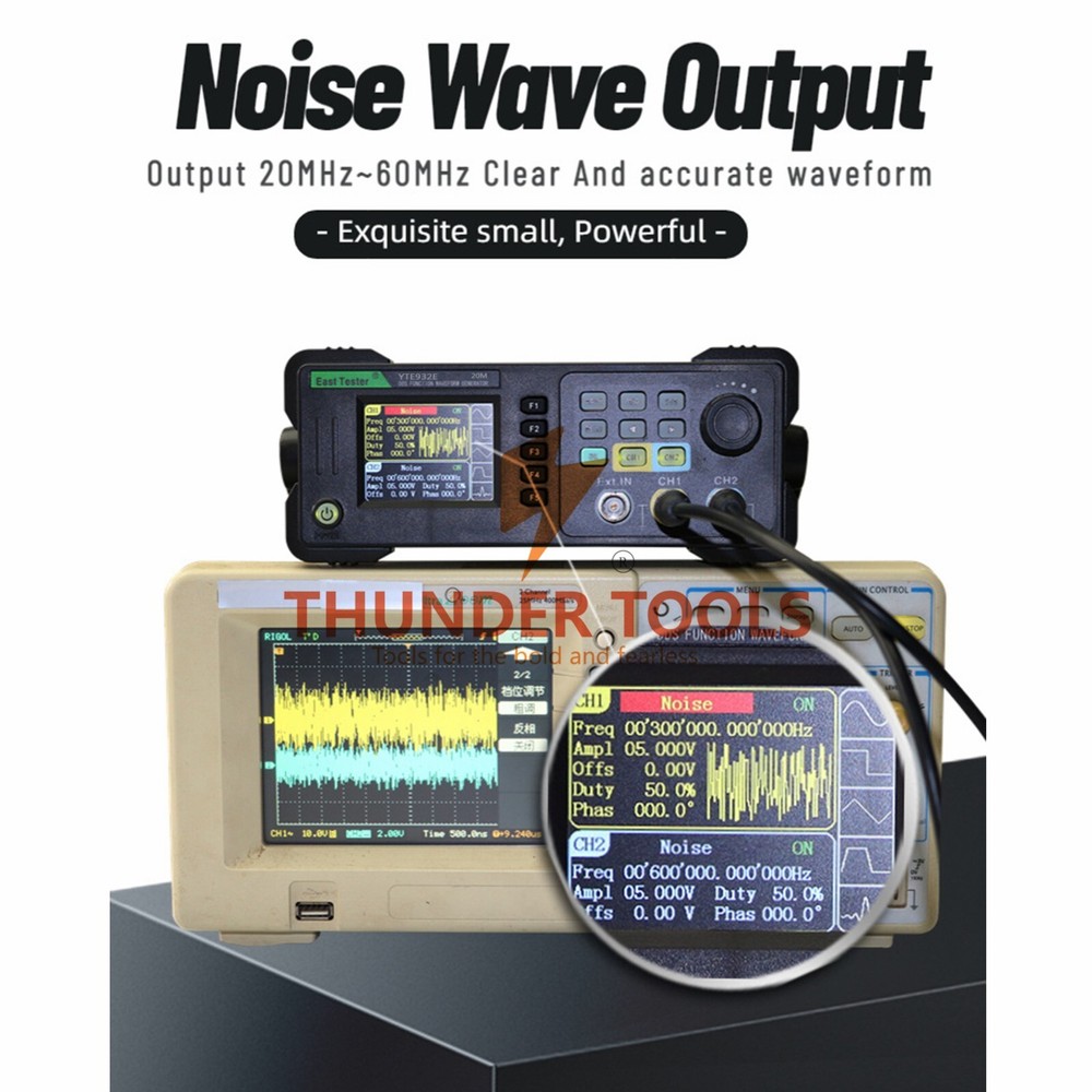 Thundertools 20-60MHz 2-channel Function Arbitrary Waveform Generator Portable